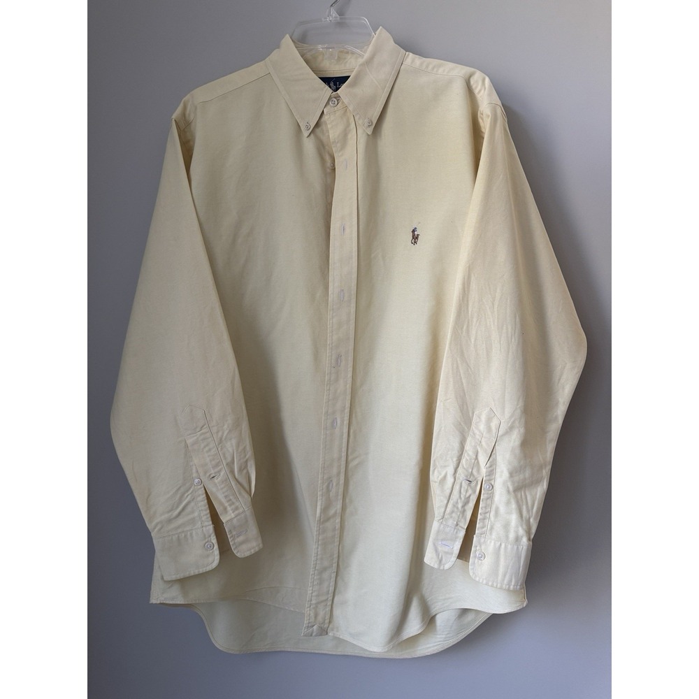 Ralph Lauren Yarmouth Mens Dress Shirt 16 / 33 Yellow Cotton Oxford Long Sleeve